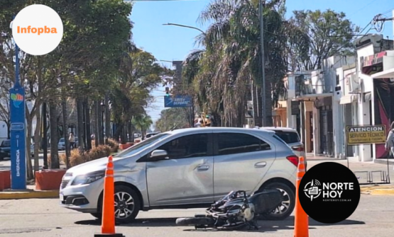 Accidente entre moto y auto en Villa Ramallo: un joven fue hospitalizado